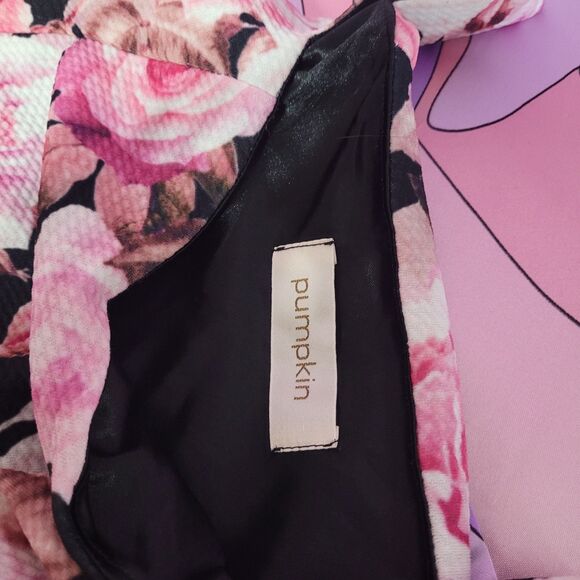 Pink Rose Mini Dress Size Small Japan Floral Bodycon Peplum Gyaru Gal Style Y2K - Picture 2 of 10